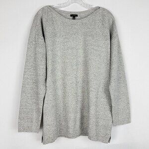 Talbots Womens Pullover Sweater Size XL Gray Cotton Blend Long Sleeve Crew Neck